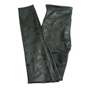 Spanx Womens Medium Green‎ Metallic Camo Mid Rise Full Length Leggings